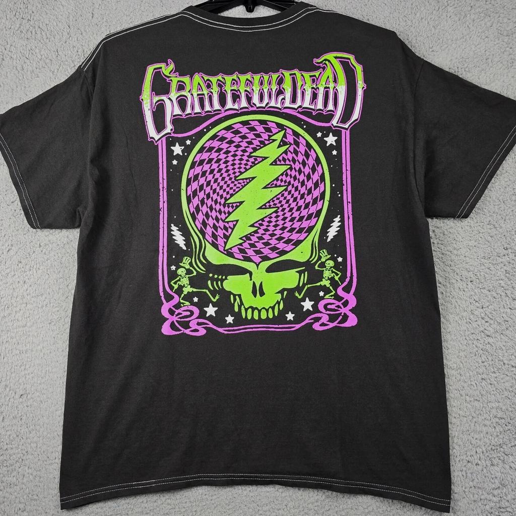 РУБАШКА GRATEFUL DEAD Мужская EXTRA LARGE XL Черный Череп Неоновый Рок-Музыка КОНЦЕРТ Новая с биркой