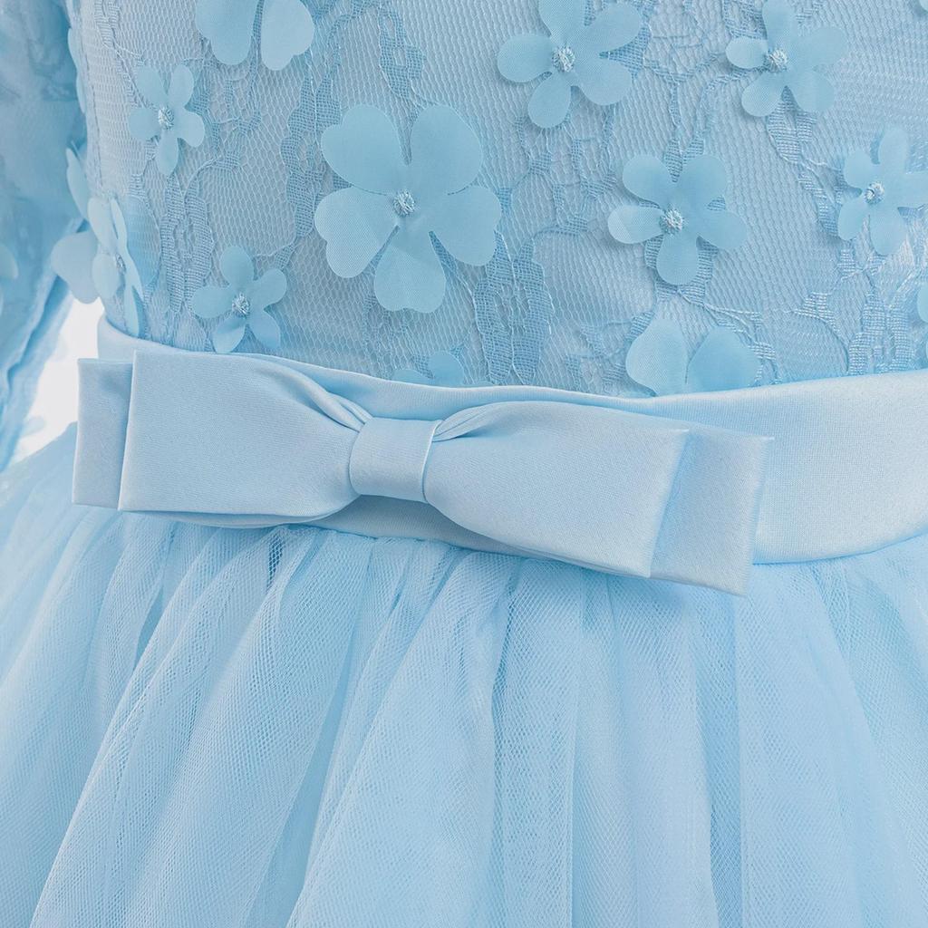 Длинные рукава платье принцессы для девочек-цветочниц