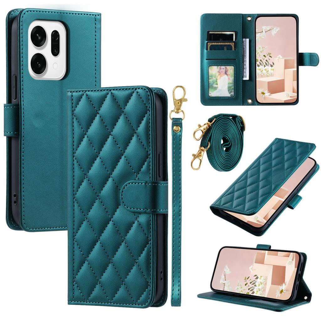 For Oppo Reno14 Pro 5G (Global) Case Wallet Rhombus Grid PU Leather Phone Cover
