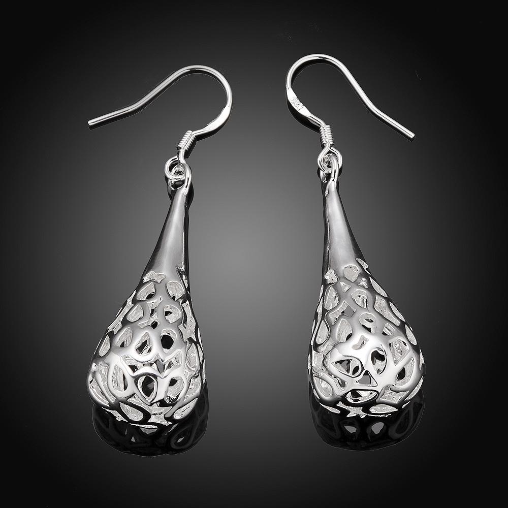 925 Sterling Silver Water Droplet/raindrop Perforated Earrings, Fashionable Wedding Jewelry