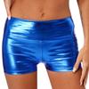 Женские блестящие металлические шорты для танцев с высокой талией, облегающие плавки с широким поясом, спортивная одежда для спортивных гимнастических клубов, карнавалов