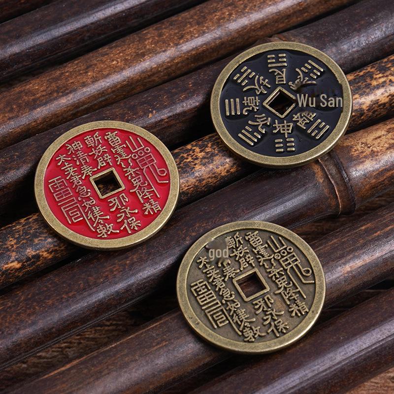 Винтажная имитация горного призрака из латуни Тайшань монета Багуа медные ключи аксессуары