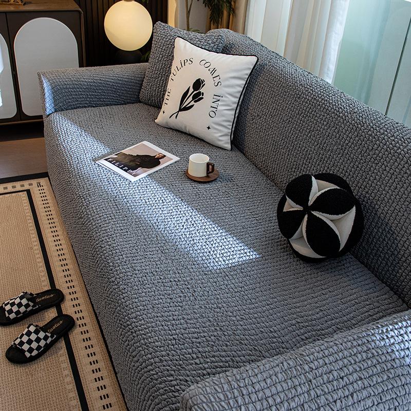 Чехол на диван из пузырчатой ткани, полная защита, кремовый стиль, устойчивый к царапинам кошек, эластичный протектор для дивана
