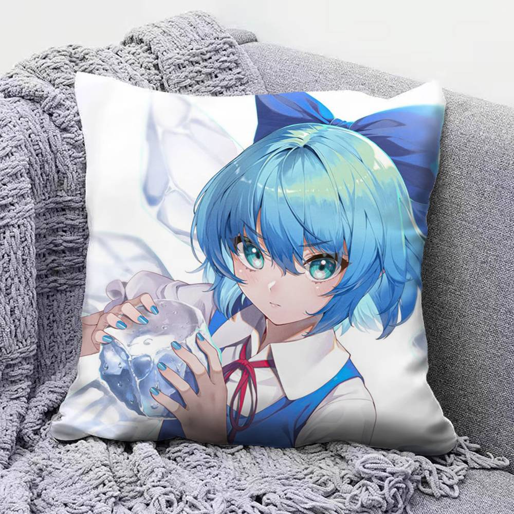 TOUHOU Project Cirno Cute Anime Girl Pillow Covers Home Sofa Cushion Covers and Aecorative Custom
