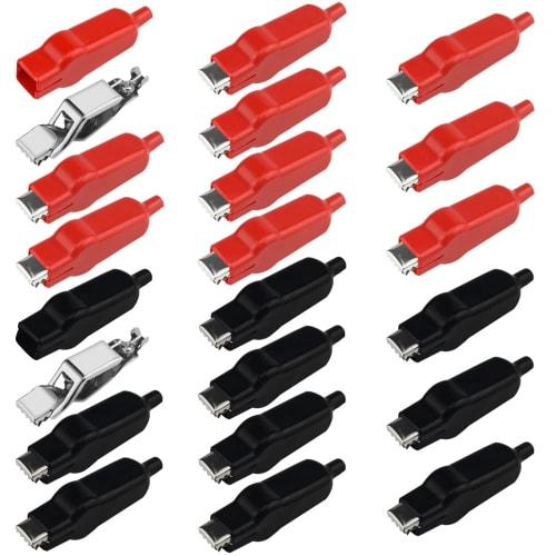WMYCONGCONG 20A Insulated Battery Clips, Pack of 20 (10 Black + 10 Red) Alligator Clips, Electrical Test Clamps with Insulated Plastic Covers