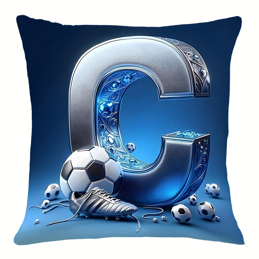 VIKAMA FootballThemed Letter Print Pillowcase Soft And DirtProof For Study Living Room Or Bedroom Decorative Pillow Cover
