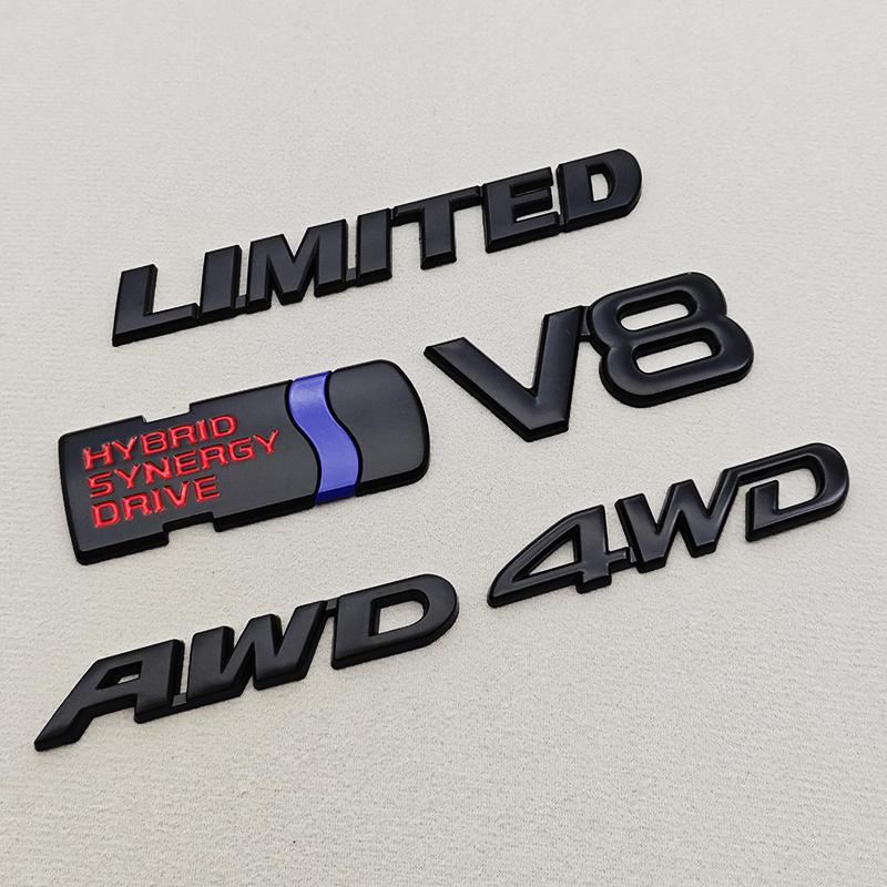 3D Metal Car Sticker Logo AWD 4WD LIMITED Fender VBDF5 Side Rear Trunk Tail Badge Emblem For Toyota Highlander Tundra RAV4 LC70 Series