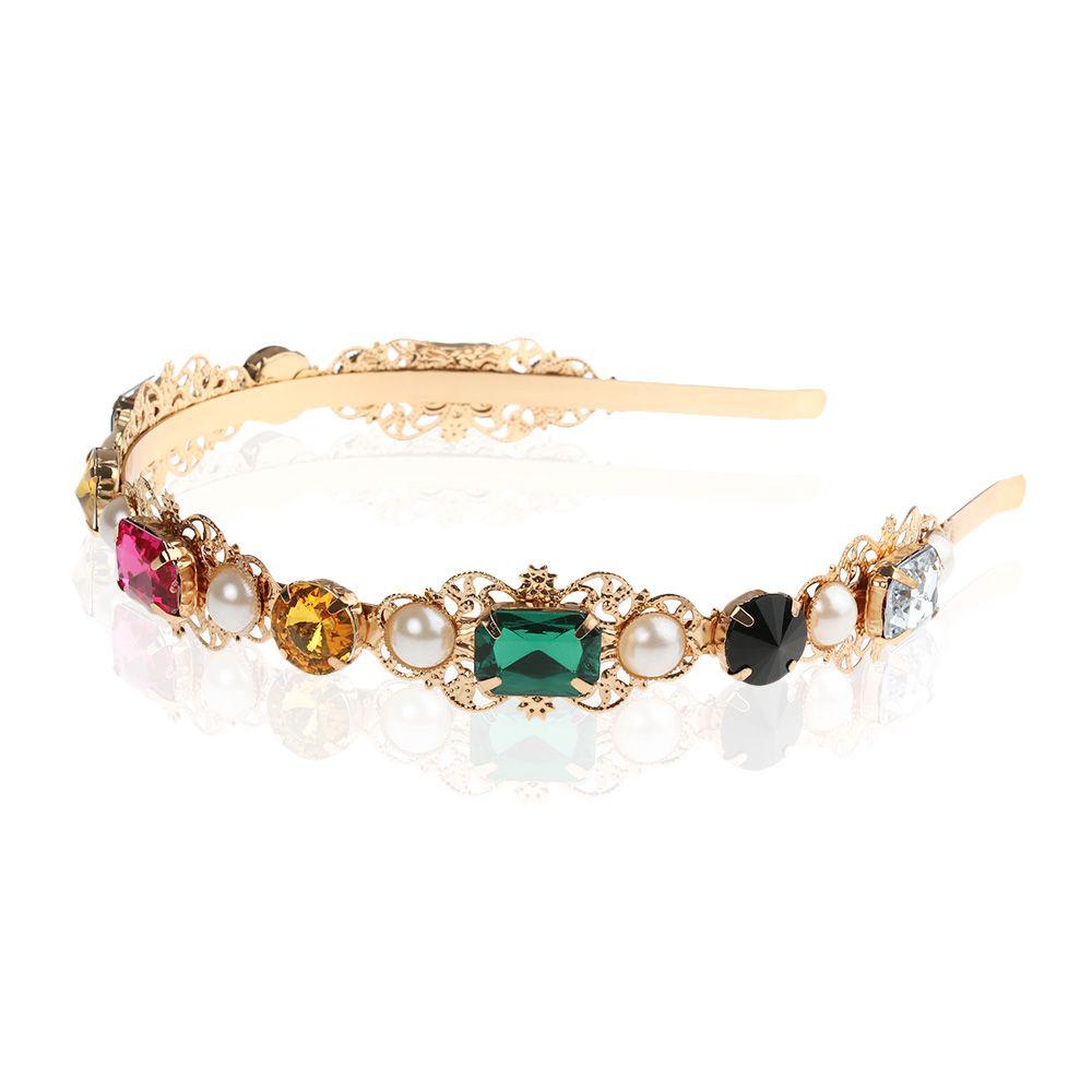 Fashion Elegant Party Jewelry Gifts Pearl Hair Band Head Wrap Rhinestone Headband Gem Crystal