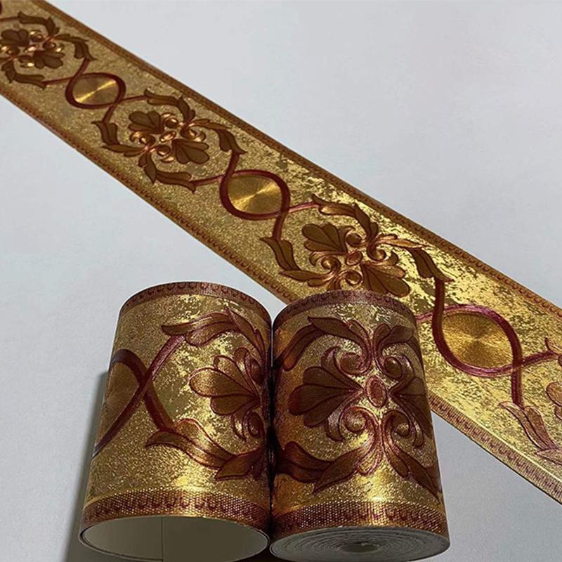 10 метров золотая роскошная ПВХ 3D водонепроницаемая плитка наклейки линия талии обои гостиная настенные бордюры наклейки 8 см плинтус линия