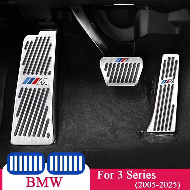 BAGI7 2026 Car Sticker 3 Pcs Brake Throttle Pedal Set for BMW 3 Series 2005-2025 Yeas E90 F30 G20 Stainless Steel Rubber Anti-Slip Ped