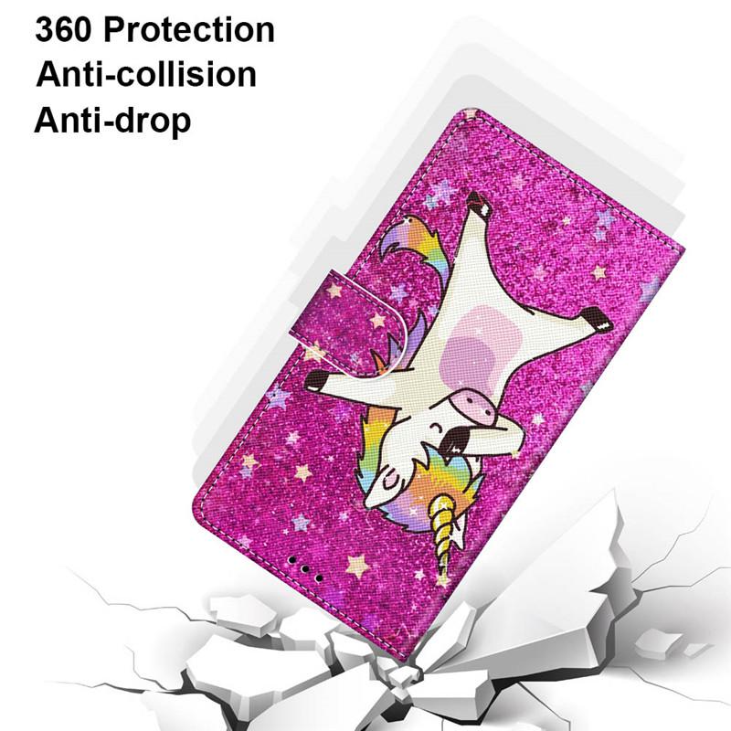 Модный расписной узорный чехол-книжка с ремешком для iPhone Samsung Huawei Honor Xiaomi Redmi OPPO Realme Moto Asus