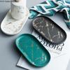 Керамический поднос для хранения Nordic Elliptical Marble Plate Jewelry Skin Care Тарелка Аксессуары для ванной комнаты Поднос для хранения Tricolor Household