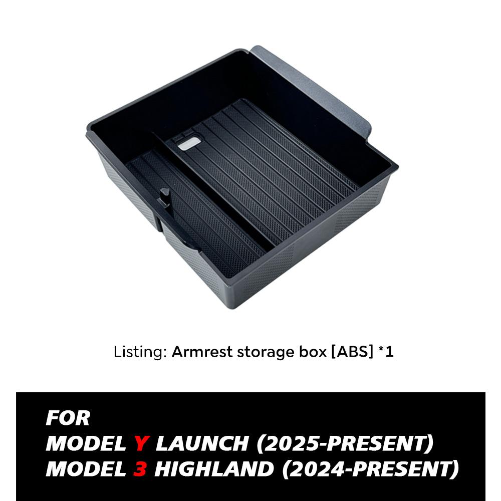 TEKSY 1/2/3/4/6/7/8pcs For Tesla New Model Y 2025 2026 Juniper ABS with Silicone Non-slip Mat Console & Armrest Storage Box