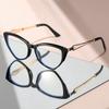 Новые очки формы «кошачий глаз» с защитой от синего света, металлические полые дужки, персонализированное украшение для хип-хоп вечеринки, очки с плоскими линзами