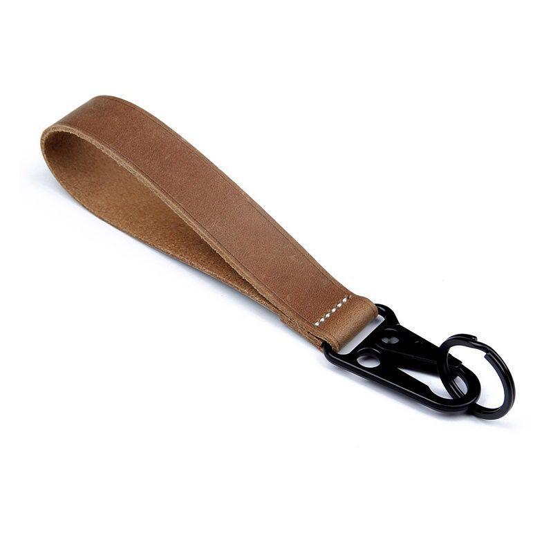 Handmade Genuine Leather Vintage Cowhide Bronze Car Keychain - Creative Small Gift