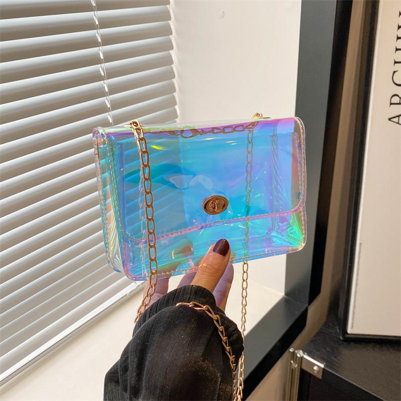 Chic And Trendy Pvc Crossbody Bag Colorful Fashionable Small Square Bag