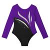 Children Girls Stylish Leotards Round Neckline Shiny Rhinestone Jumpsuit Gymnastics Skating Bodysuit