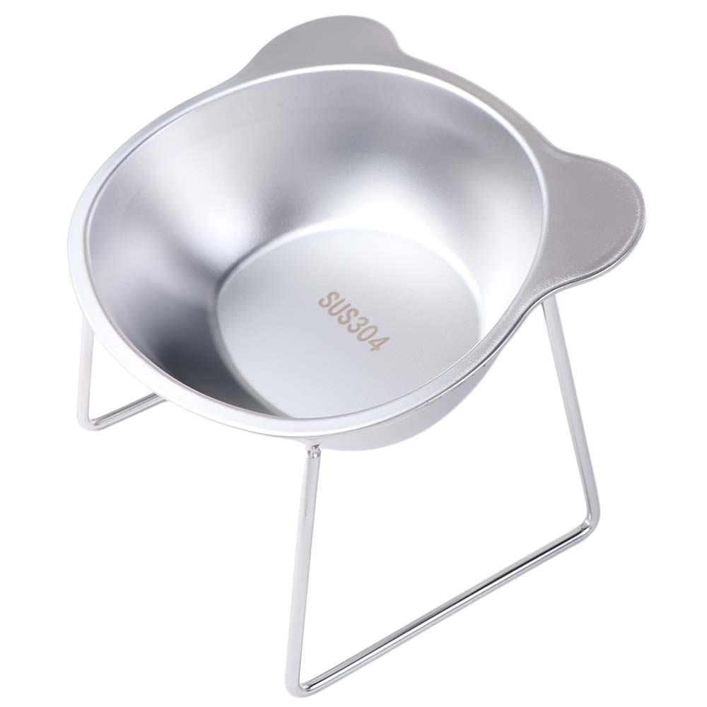 Fall-Resistant Stainless Steel Cat Bowl Cervical Protection with Stand Elevated Cat Food Bowl Anti overturning 15°Tilted Angle