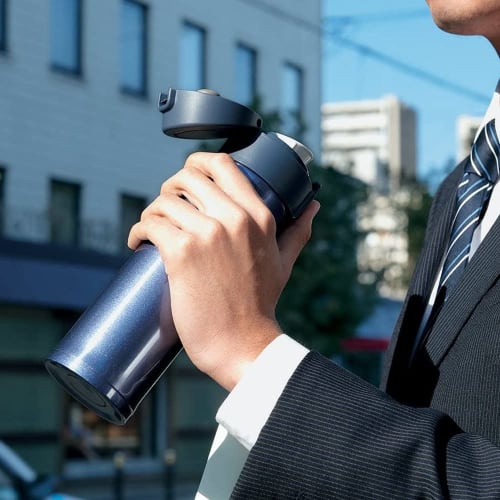 Бутылка для воды ZOJIRUSHI из нержавеющей стали для непосредственного питья 300 мл One Touch Open Type Navy SM-PC30-AD