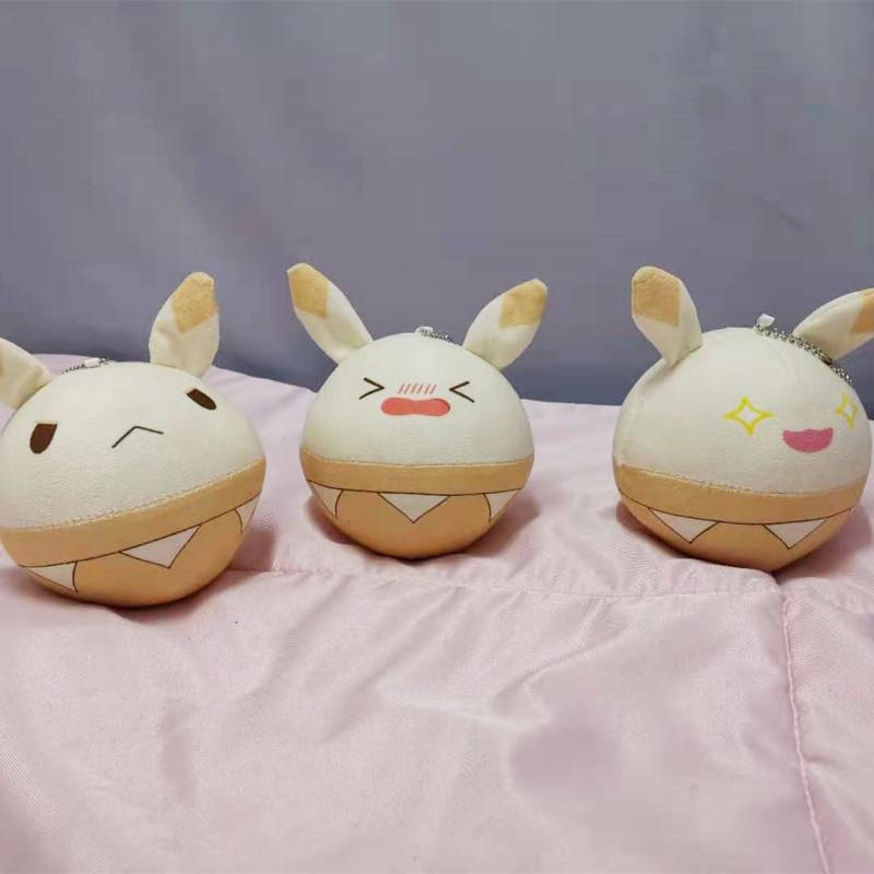 Genshin Impact Klee Ganyu Keqing Bouncing Bombs Cosplay Pendants Bear Plush Stuffed Doll Toy Keychain Kids Prop