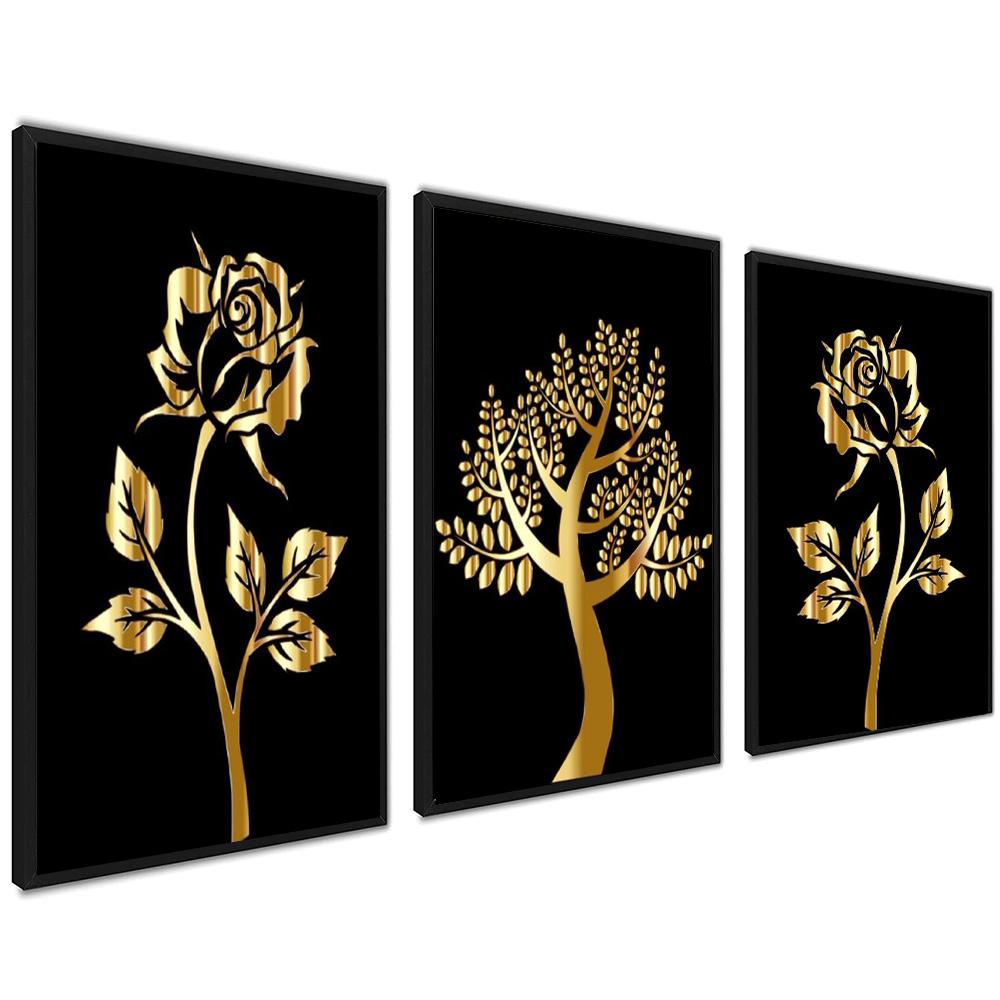 Абстрактное Золотое Цветочное Дерево Холст Картины Современные Роскошные Произведения Искусства Плакаты Печатает Сюрреализм Классические Настенные Картины Гостиная Украшения Дома