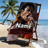 Custom Name Personalized Michael Jackson Print Beach Towel, for Trip Camping Beach Party Home Decor, Birthday Gift for Family & Friends
