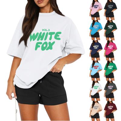 Женская повседневная футболка с принтом, пуловер с круглым вырезом, топ с короткими рукавами