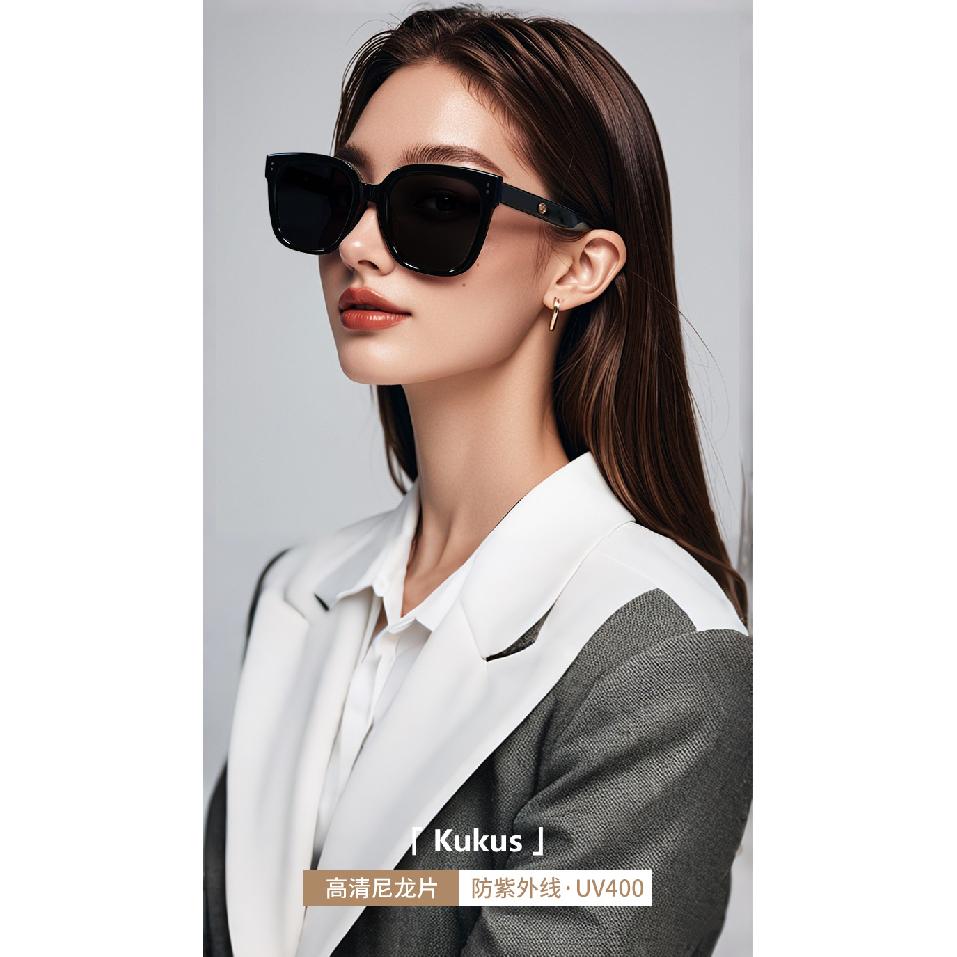 GM Women's high-end acetate sunglasses jenie Cooperation KUKUS Large-face slimming anti-UV sunglasses for men trendy