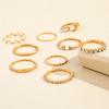 Modyle 9 шт./набор Роскошные кольца с кристаллами и золотистым покрытием для женщин и мужчин, шармы, луна, скручивание, волна, геометрический сплав, бохо-украшения