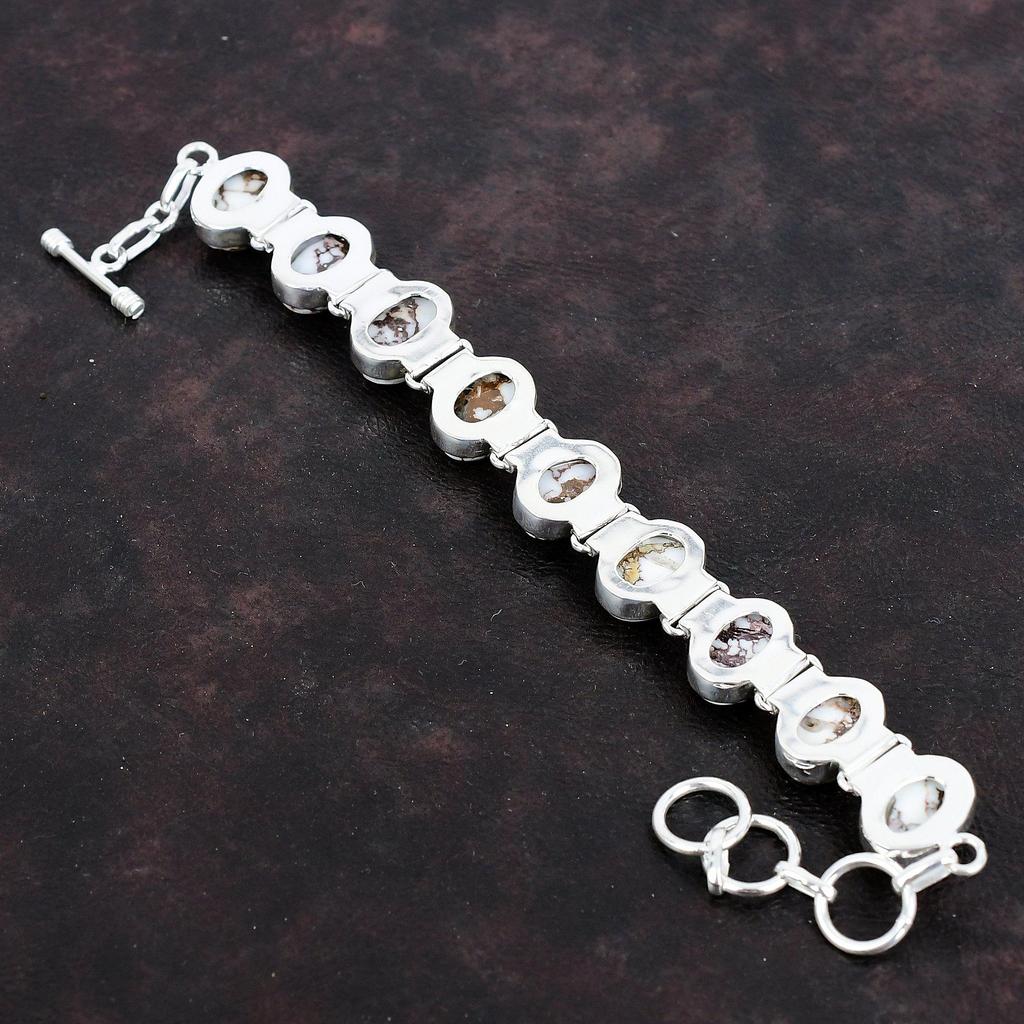 Браслет из дикого магнезита, украшения из натуральных камней, браслет ручной работы, браслет из стерлингового серебра 925 пробы, браслет с регулируемой цепочкой, подарок для мамы