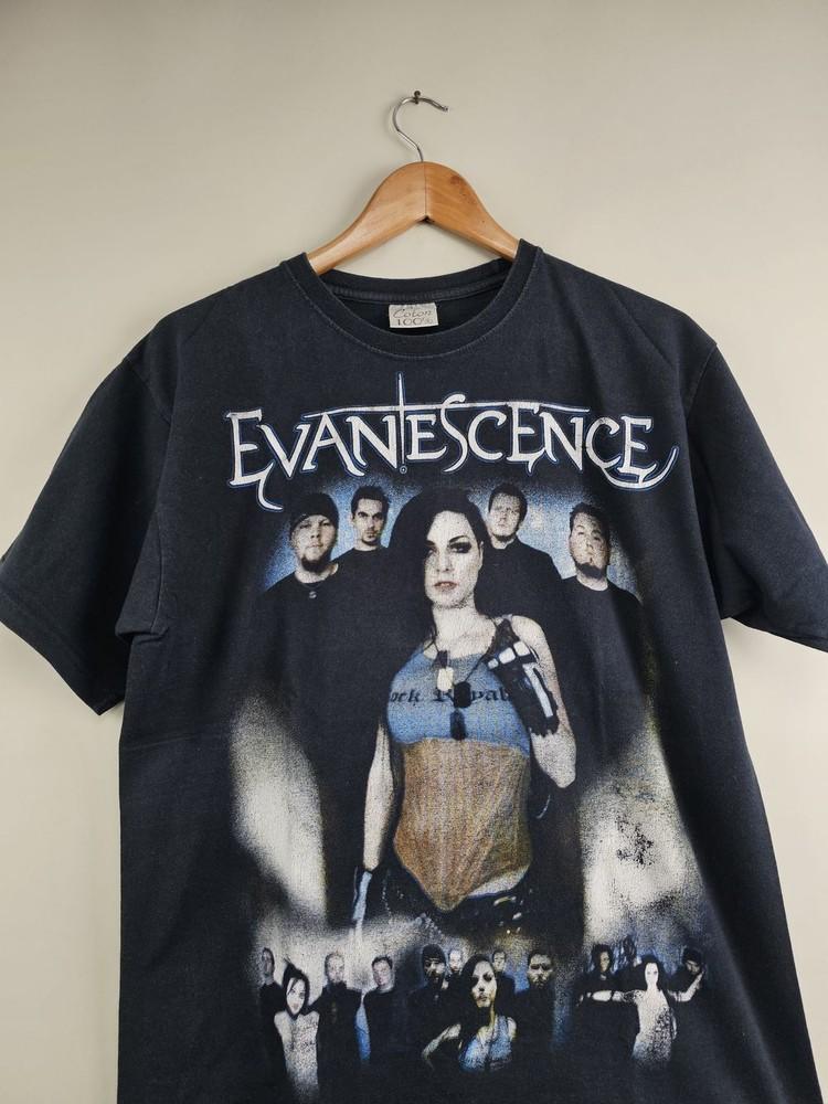 2003 Evanescence Рок-группа Черная футболка с коротким рукавом Унисекс Перепечатка Унисекс Футболка