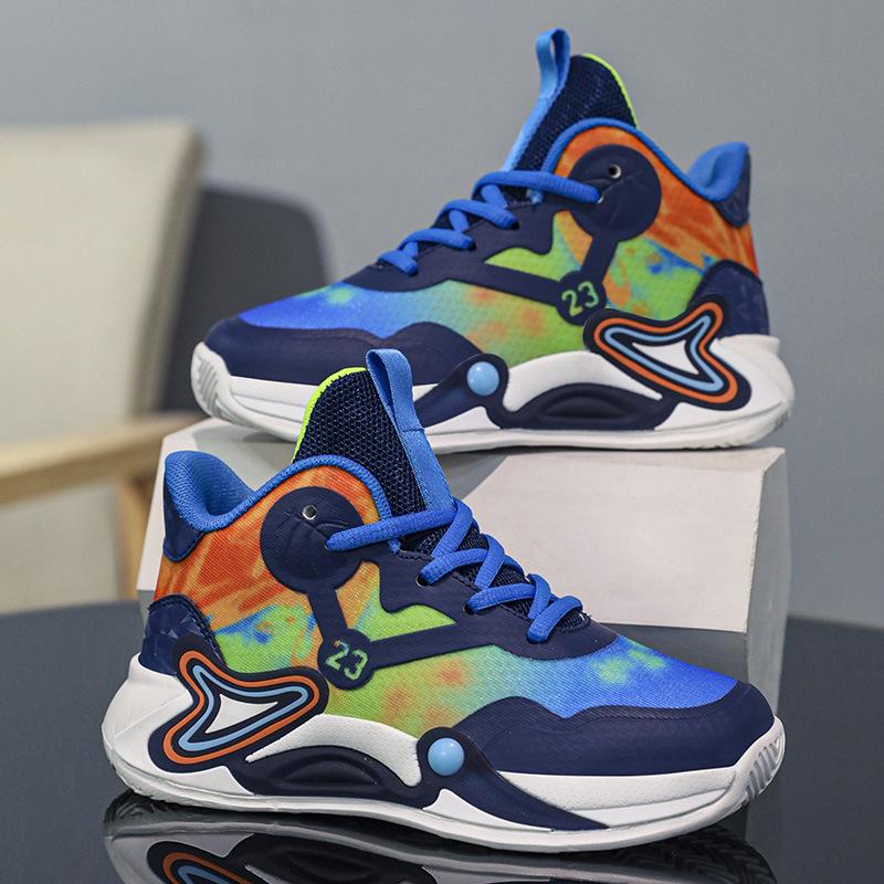 Детские баскетбольные кроссовки Мальчиковые весенне-летние новые сетчатые дышащие спортивные кроссовки для девочек Износостойкие практичные нескользящие кроссовки