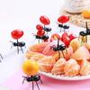 12Pcs Fruit Fork Food Grade Not Easily Broken Cartoon Ant Shape Food Stick Bento Fork