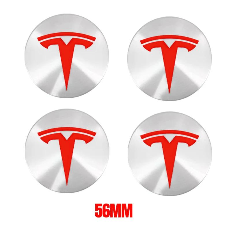 GEWT6 4pcs 56mm Tesla Hub Cap Center Cap Logo High Quality Sticker for Tesla Model 3 Y S X Personalized Car Sticker Car Accessories