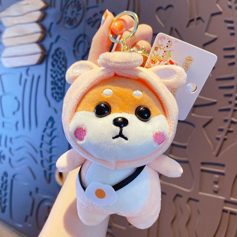 Мультяшная клубника сиба-ину плюшевая кукла игрушка брелок милый брелок студенческий рюкзак кулон женская сумка брелок