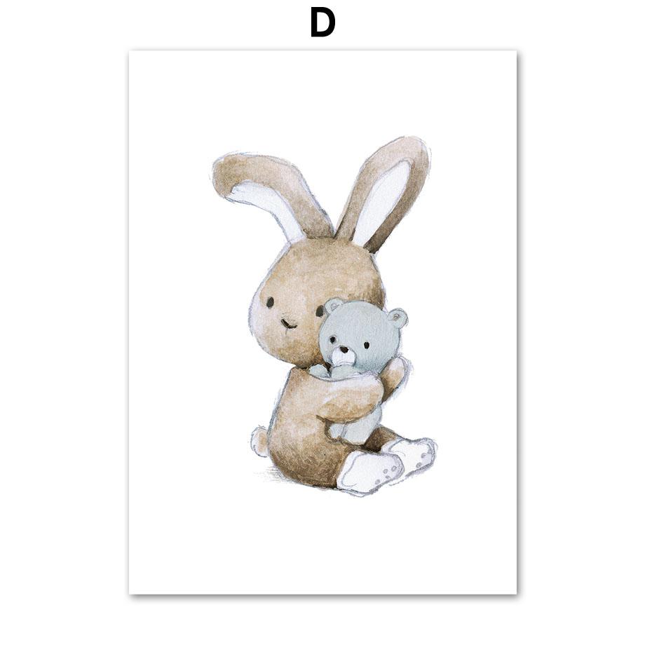 Бохо Лев Кролик Медведь Слон Сова цветок настенная живопись холст картины постеры и принты мультяшные картинки для декора детской комнаты