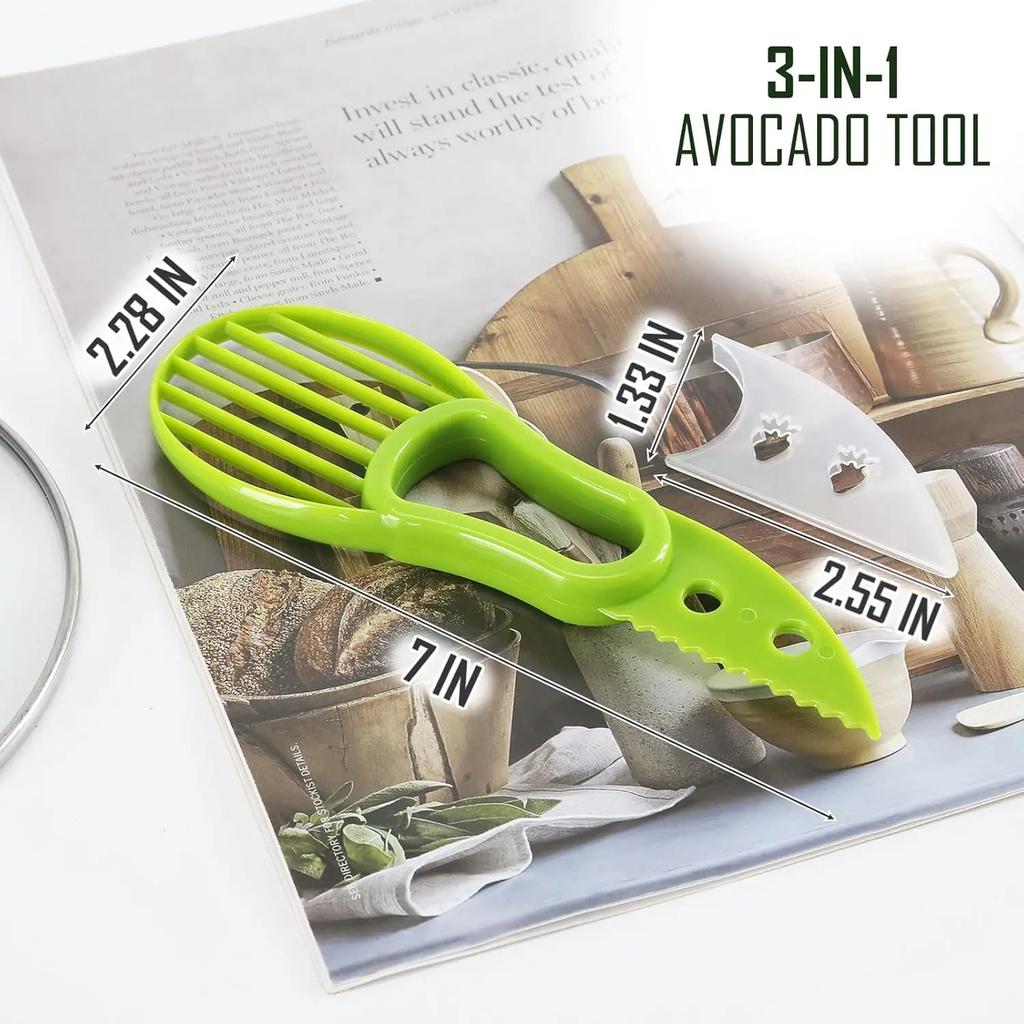 Avocado Peeler 3 In 1 Avocado Slicer Tool Multifunctional Avocado Cutter Corer Fruit Slicer Peeler Plastic Knife Kitchen Tools