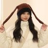 Южная Корея Китай-шикарный бренд милый кроличьи ушки вязаный полосатый пуловер шерстяная шапка дети Y2k шопинг модная теплая холодная шапка