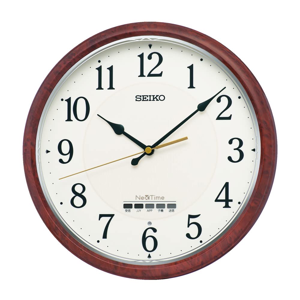 Seiko Настенные часы Seiko Коричневое дерево Диаметр 310 x ZS256B Радиоуправляемые часы, Nextime, Древесная текстура, 51 мм,