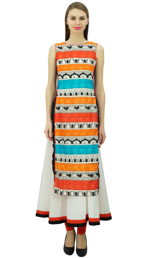 Phagun Women Chic Style Cotton Kurta Kurti Solid Top Tunic