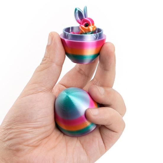 3D Printed Easter Eggs with Bunny Inside Articulated Flexible Fidget Rabbit Toys Easter Basket Stuffers Birthday