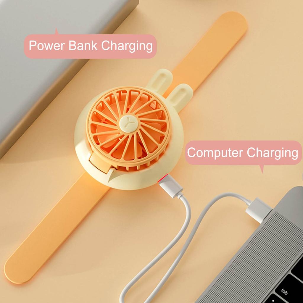Персональный мини-вентилятор на запястье USB-перезаряжаемый вентилятор для часов с регулируемым ремешком на запястье Портативный скоростной карманный вентилятор для детей Дети в помещении и на открытом воздухе Офис Tr