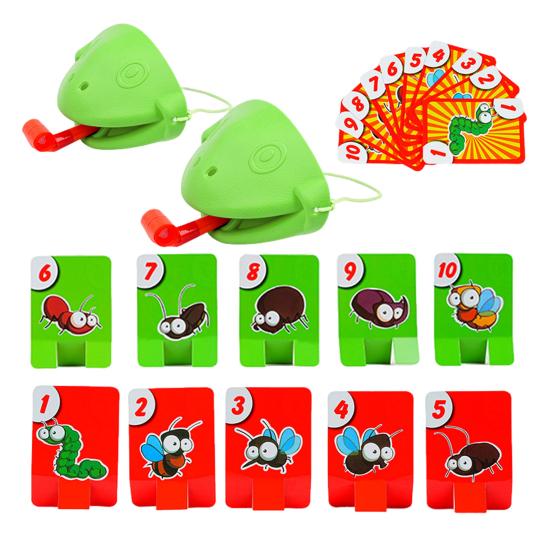 2/4Pcs 2Fog Tongue Shoot Game 2/4 Players Family Night Party Interactive Sticking-Out Tongue Chameleon Board Game Educational Toy