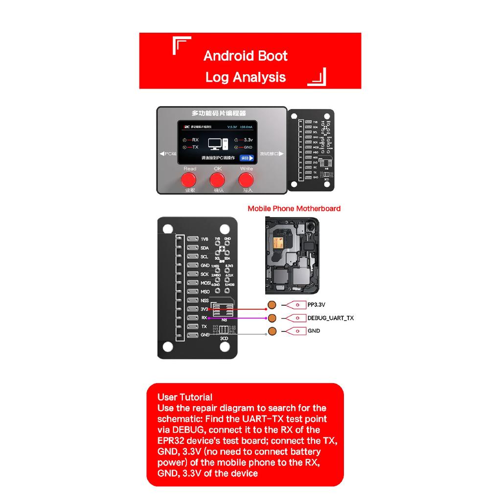 I2C EPR32 Зарядная Базовая Полоса Чипа Программатор Чтение и Запись Данных Чипа для iPhone 5-17 PM iPad Macbook Android Инструменты Анализа Загрузки