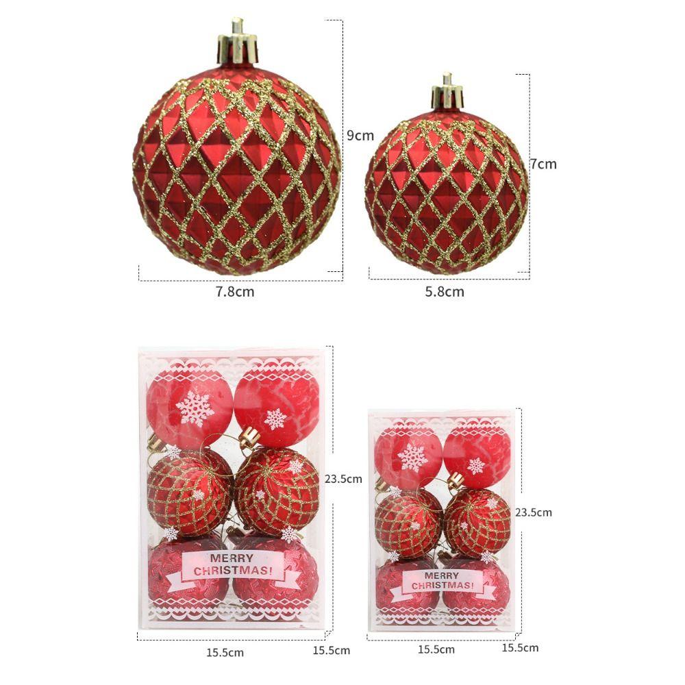 12pcs Creative Christmas Tree Pendant 6/8cm Hanging Ornament Crafts Christmas Ball Set Holiday