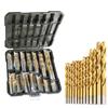 Сверло с прямым хвостовиком, трансграничная высокоскоростная сталь с титановым покрытием, 99 шт., сверла в пластиковой коробке, набор инструментов для перфорации 1,5-10 мм