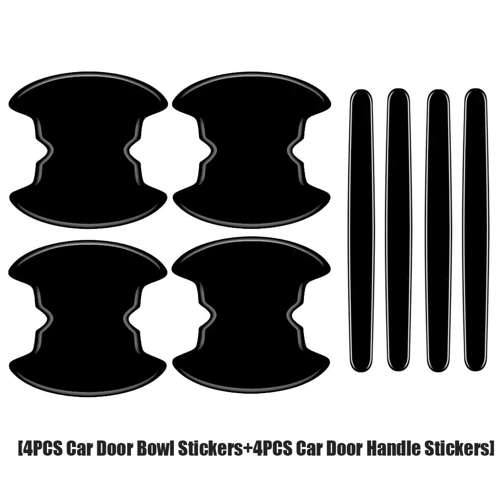 8Pcs Car Door Handle Bowl Scratch Anti-scratch Protective Car Stickers Car Handle Anti-collision Protection Strip Exterior Parts
