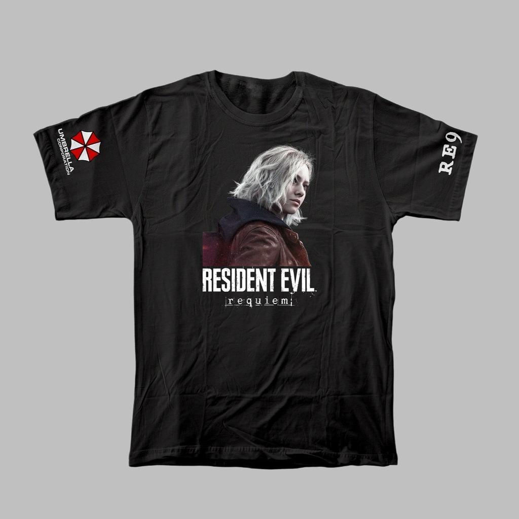 Resident Evil 9 Requiem Грейс Эшкрофт Графическая футболка 100% Хлопок Унисекс 2026 Новая Y2k Рубашка с коротким рукавомЛоготип корпорации Umbrella
