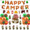 Outdoor Camping Tent Decoration Happy Camper Flag Balloon Set Camping Arrangement