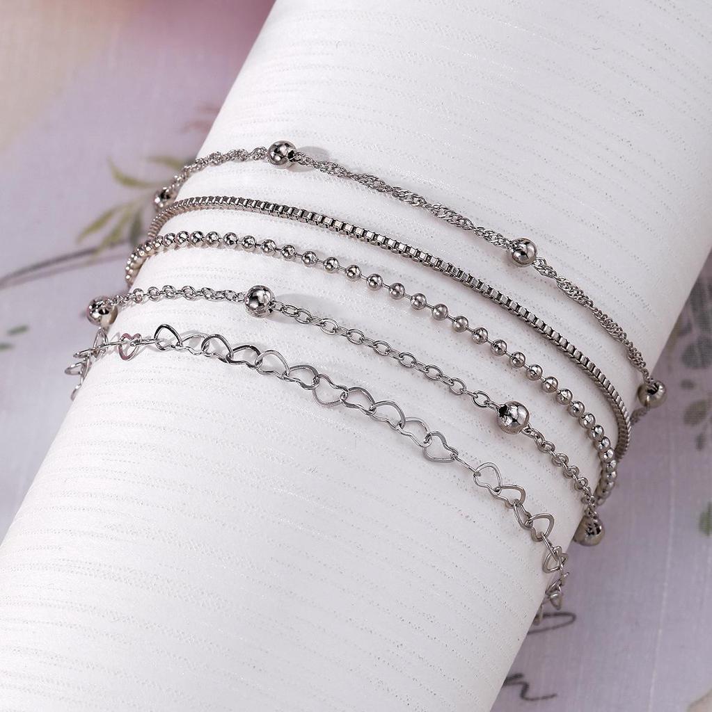 Bohemian Minimalist Multi-Layer Metal Chain Women's Bracelet Set
